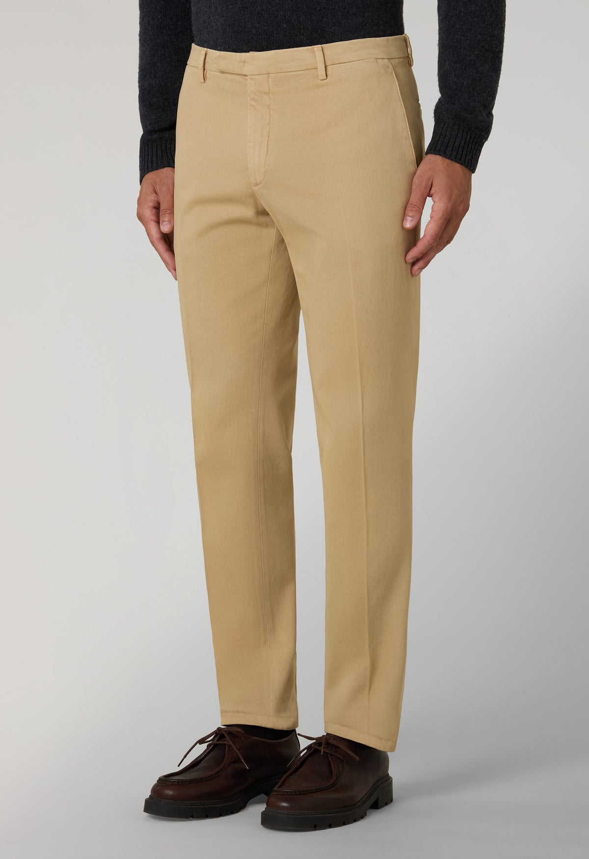 Beige Comfort Cotton slim chinos trousers