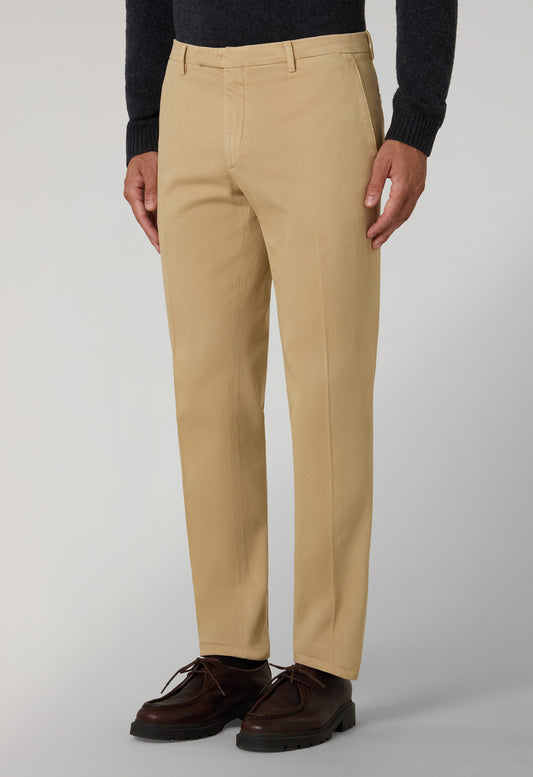 Beige Comfort Cotton slim chinos trousers