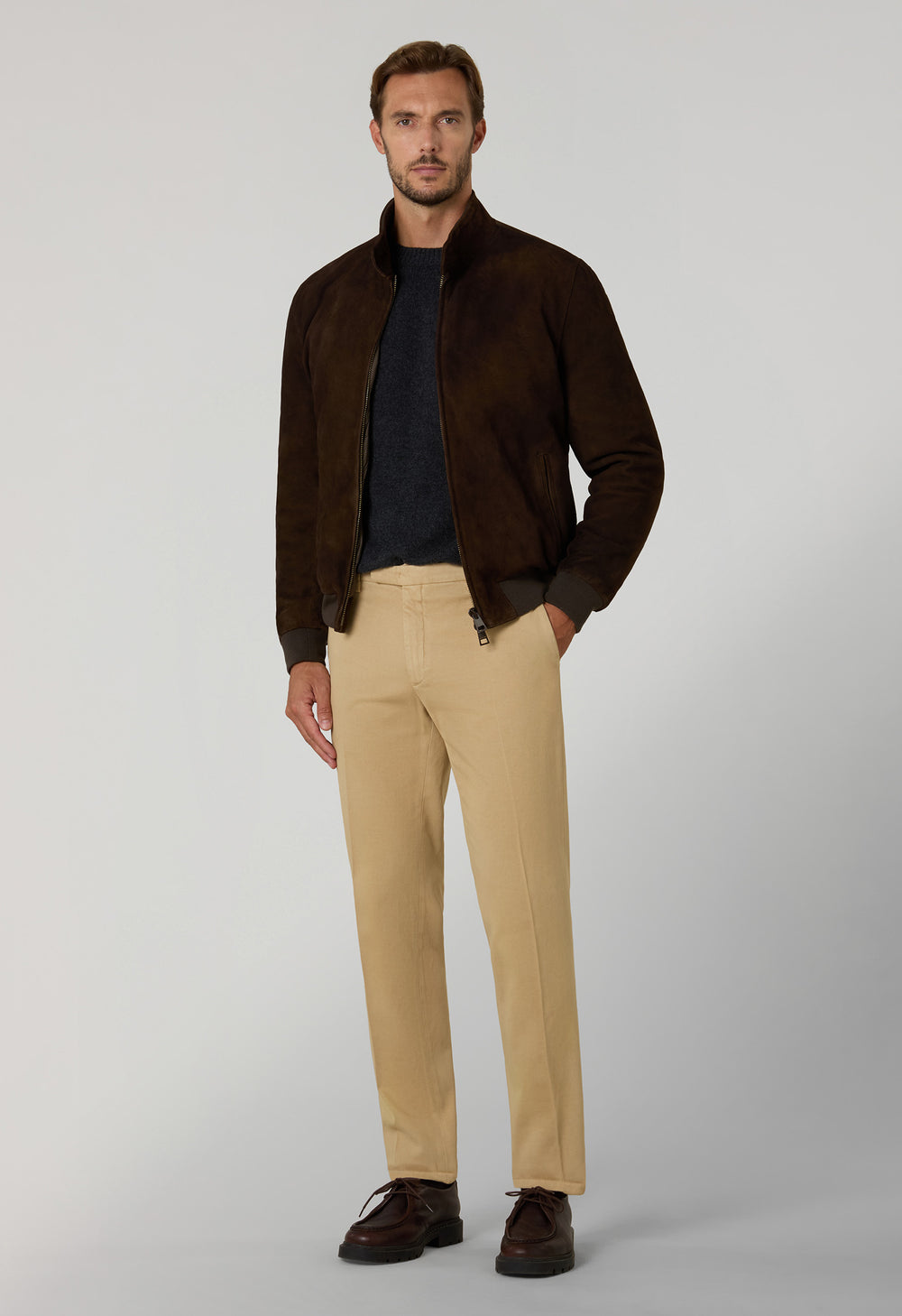 Beige Comfort Cotton slim chinos trousers