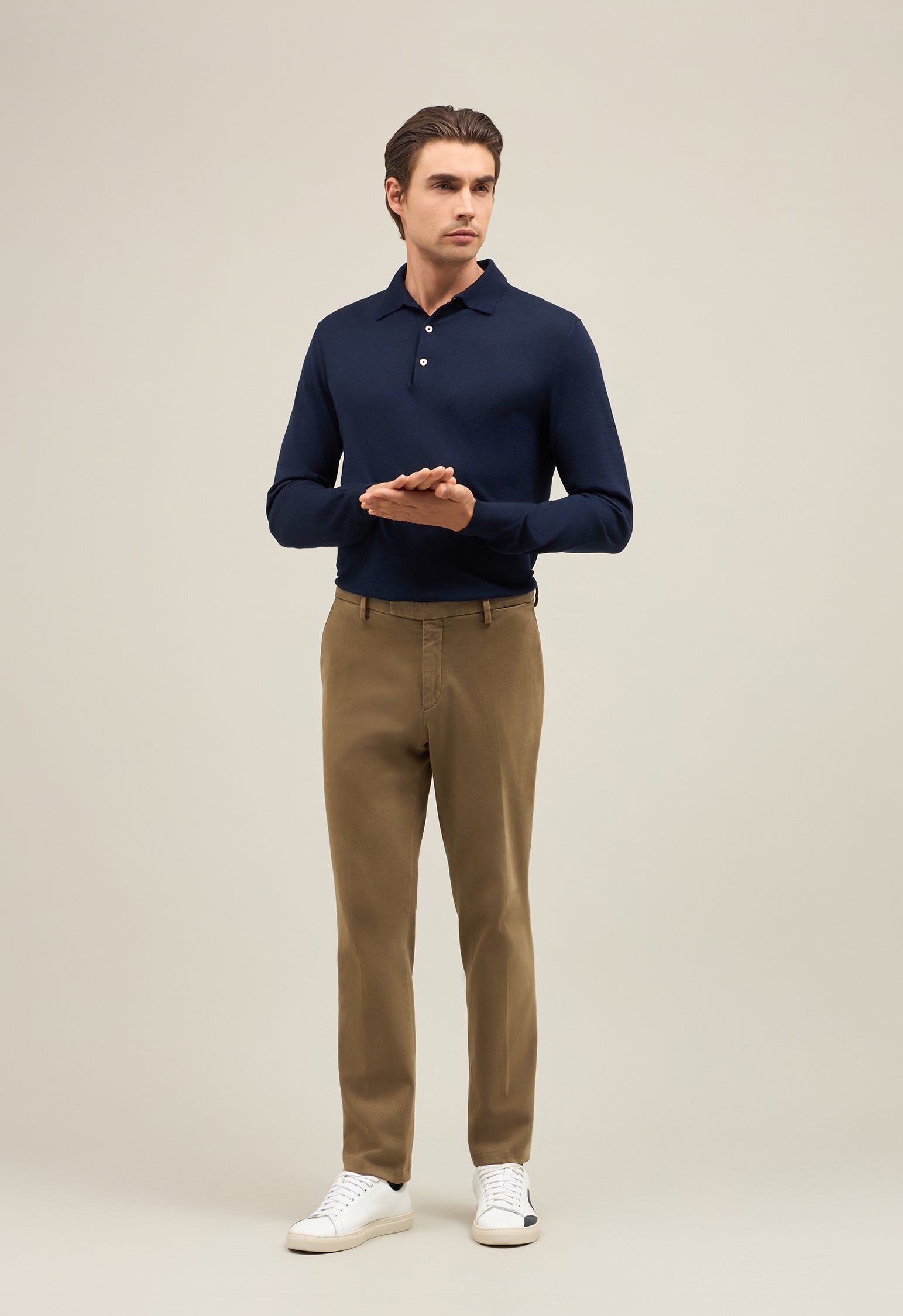 Olive green Comfort Cotton slim Chinos