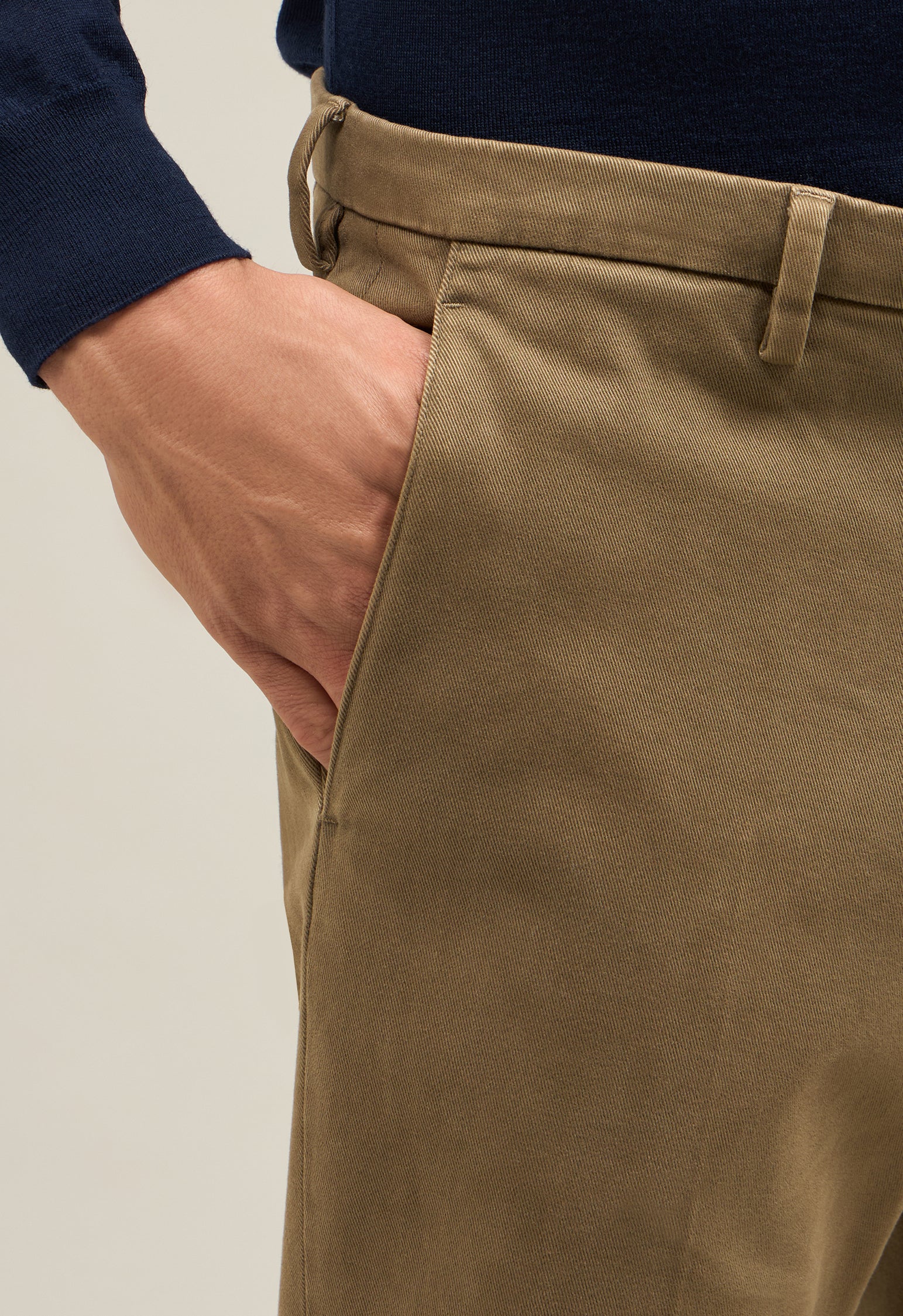 Olive green Comfort Cotton slim Chinos
