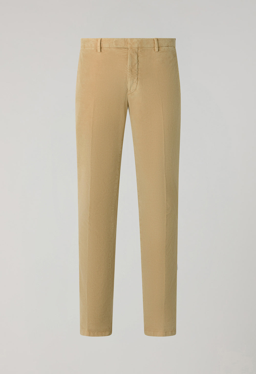 Beige Stückgefärbte schlanke Chinohose aus Samt