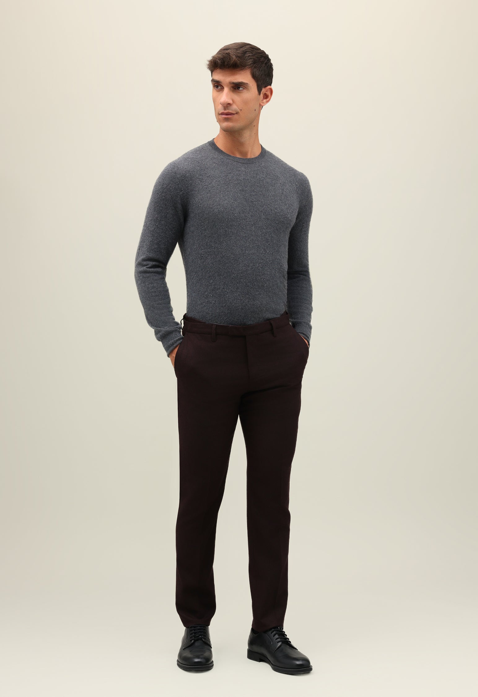 Bordeaux Superlight Flannel Zeta Trousers 