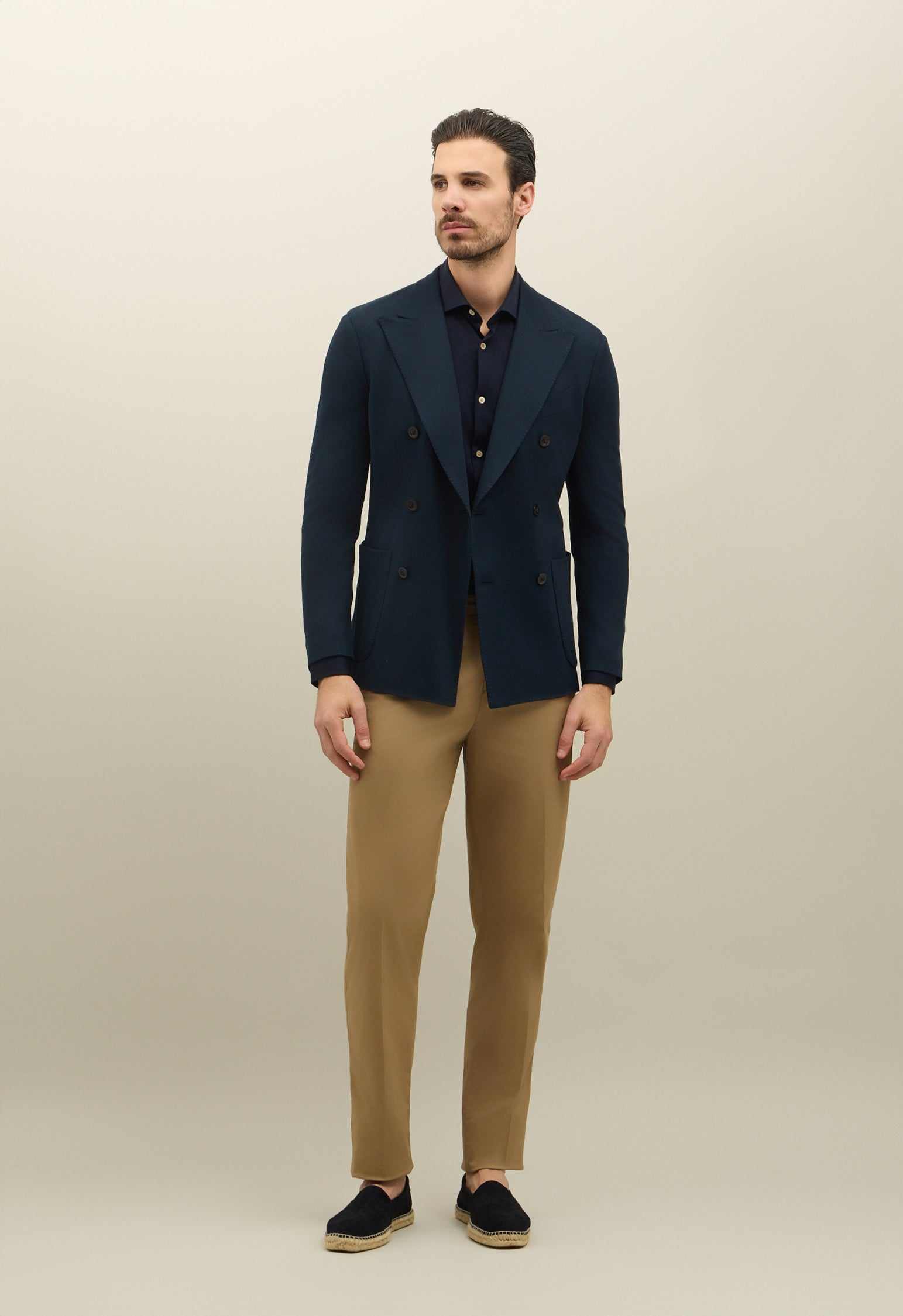 Light Brown Garment Dyed Cotton Loose Trousers
