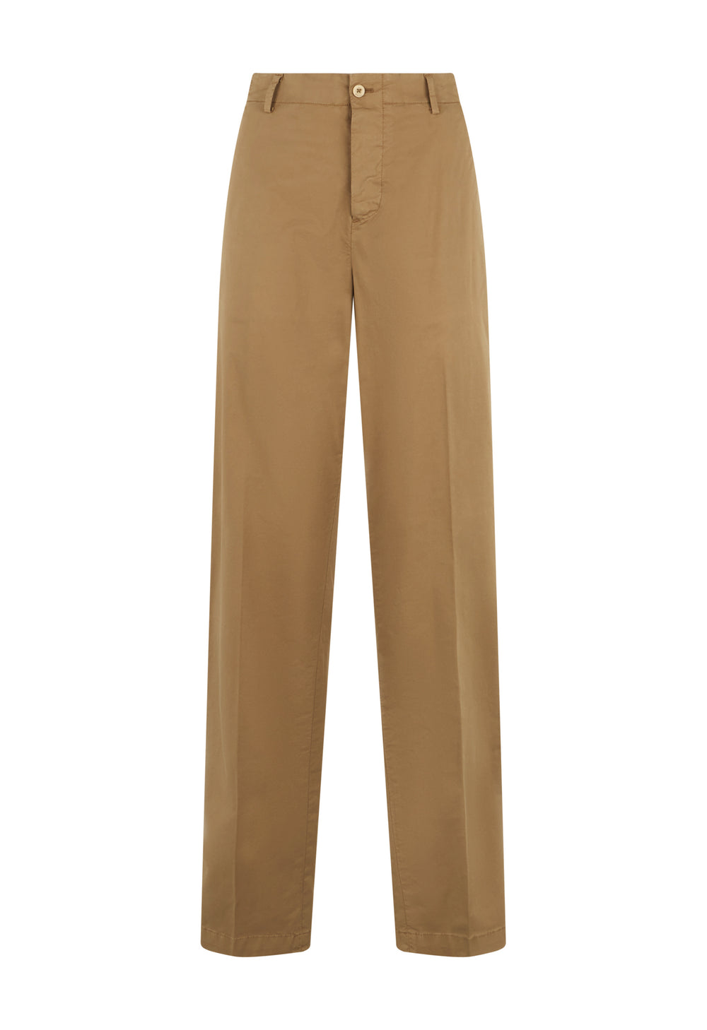 Pantalone Loose in cotone tinto in capo marrone chiaro