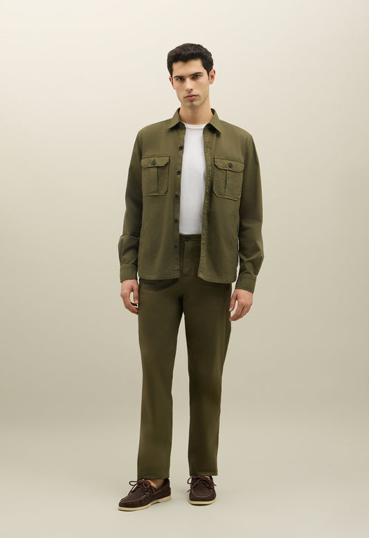 Green Garment Dyed Cotton Loose Trousers