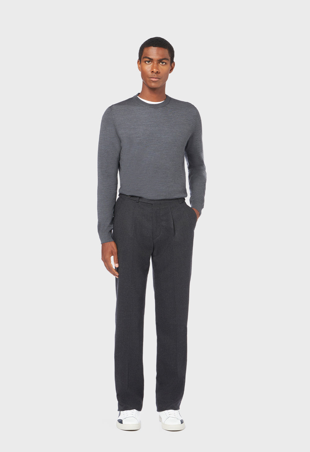 Grey virgin wool chinos trousers