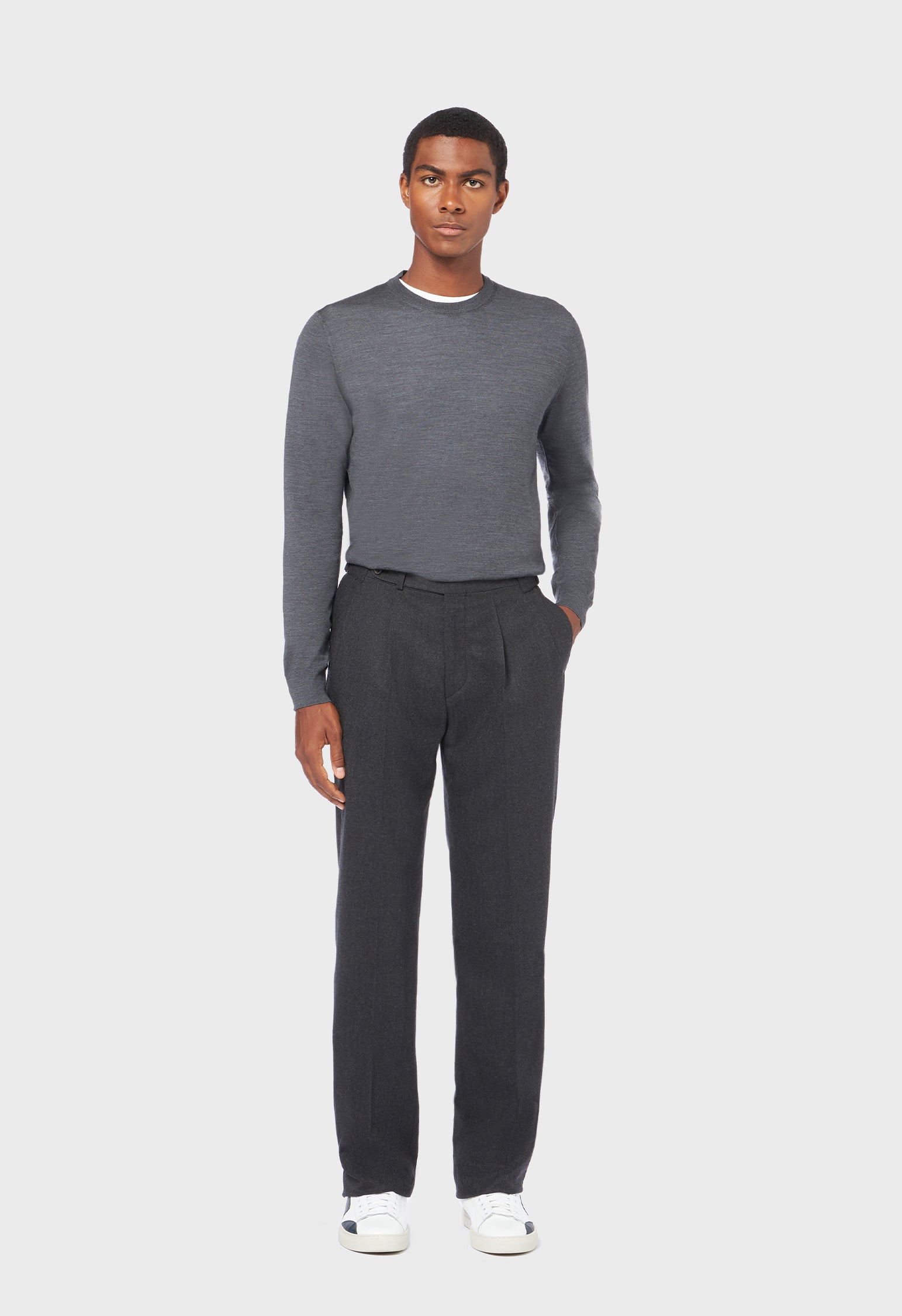 Grey virgin wool chinos trousers