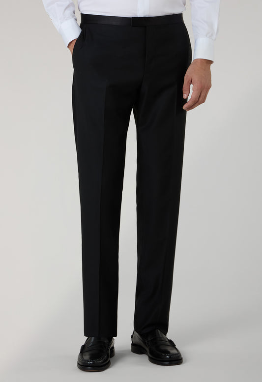 Black Virgin Wool Satin Tuxedo Trousers