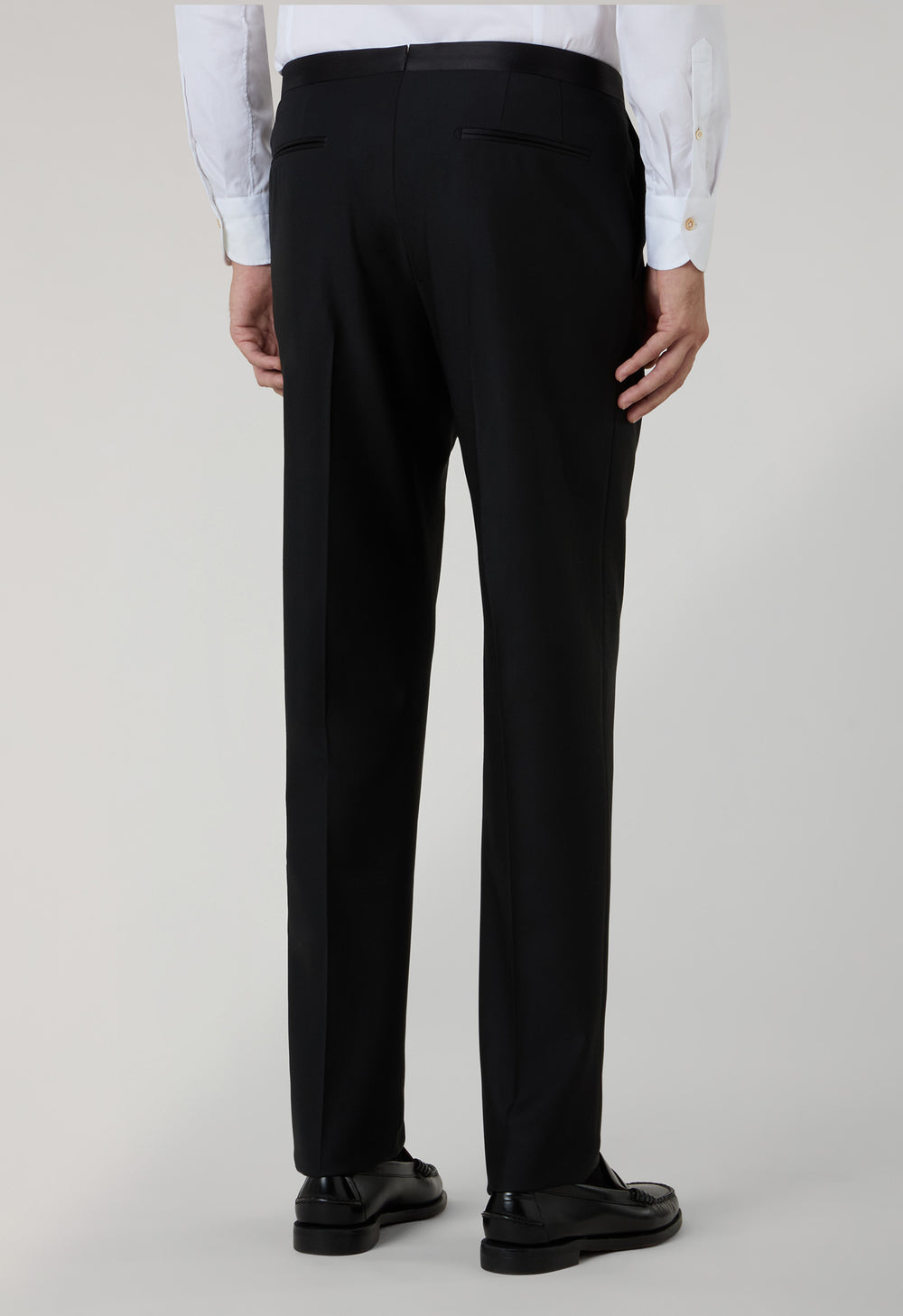 Pantaloni Tuxedo in lana vergine satin neri