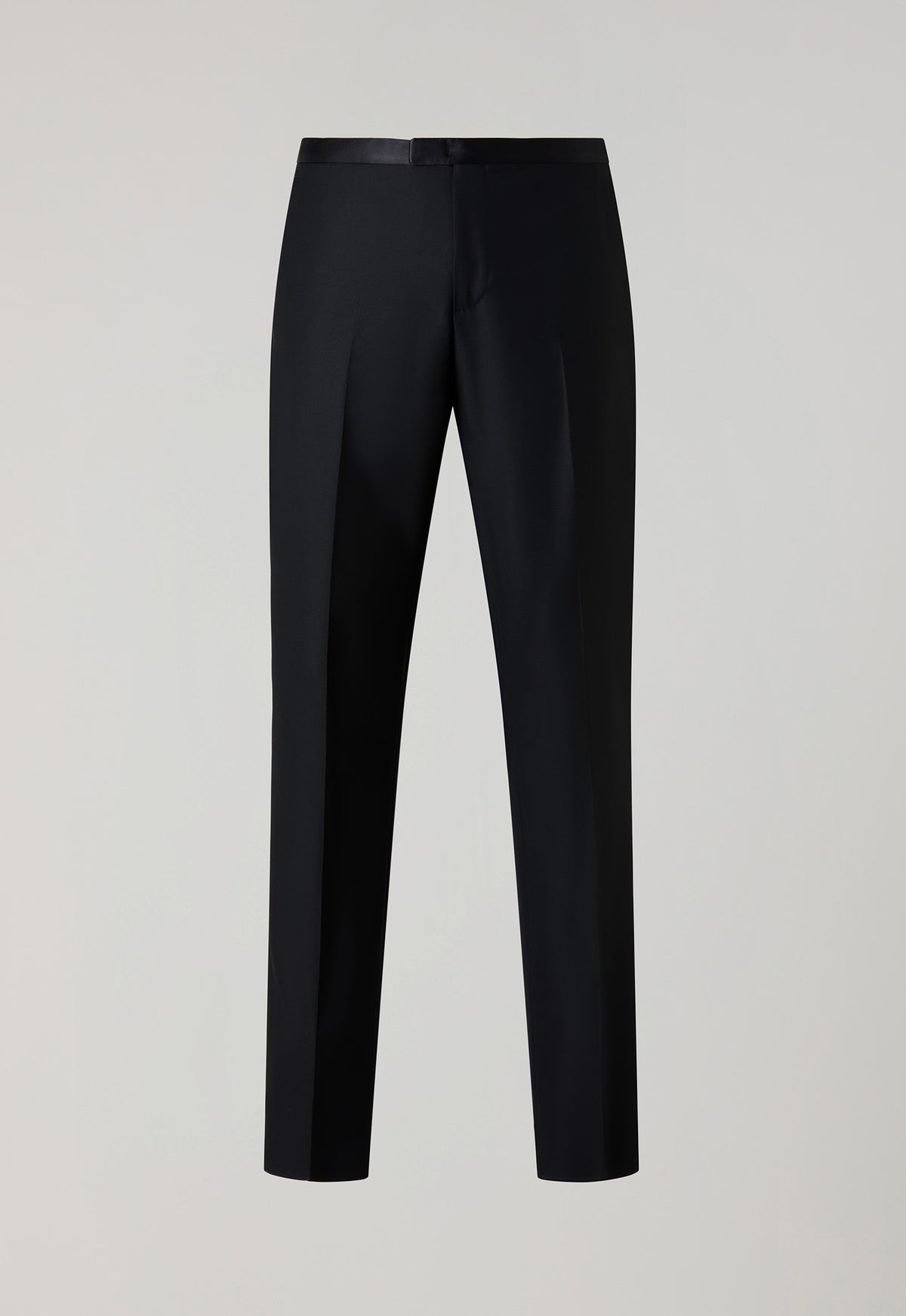 Pantaloni Tuxedo in lana vergine satin neri