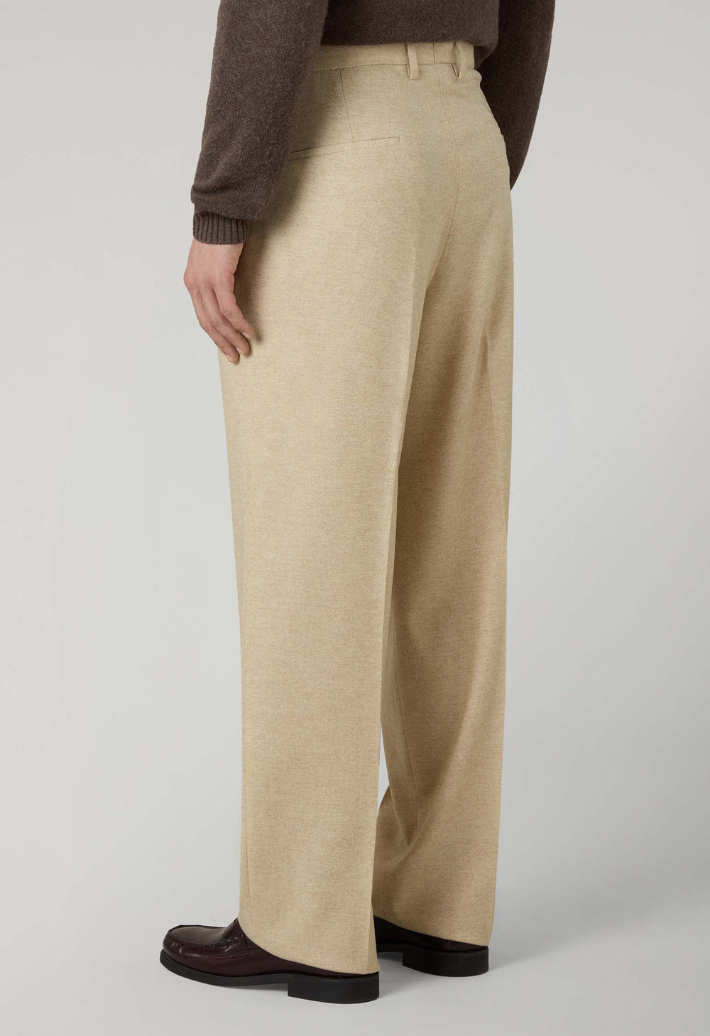 Beige Flannel Fluid Trousers