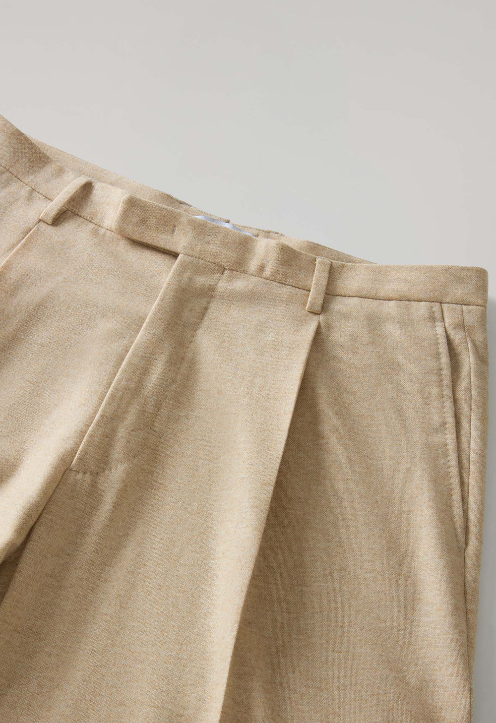Beige Flannel Fluid Trousers