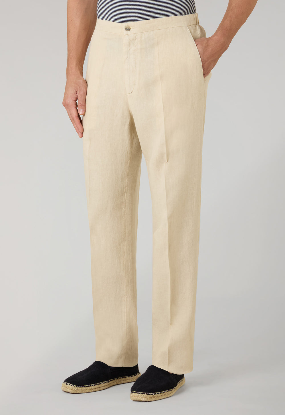 Beige stückgefärbte Leinen-Jogginghose