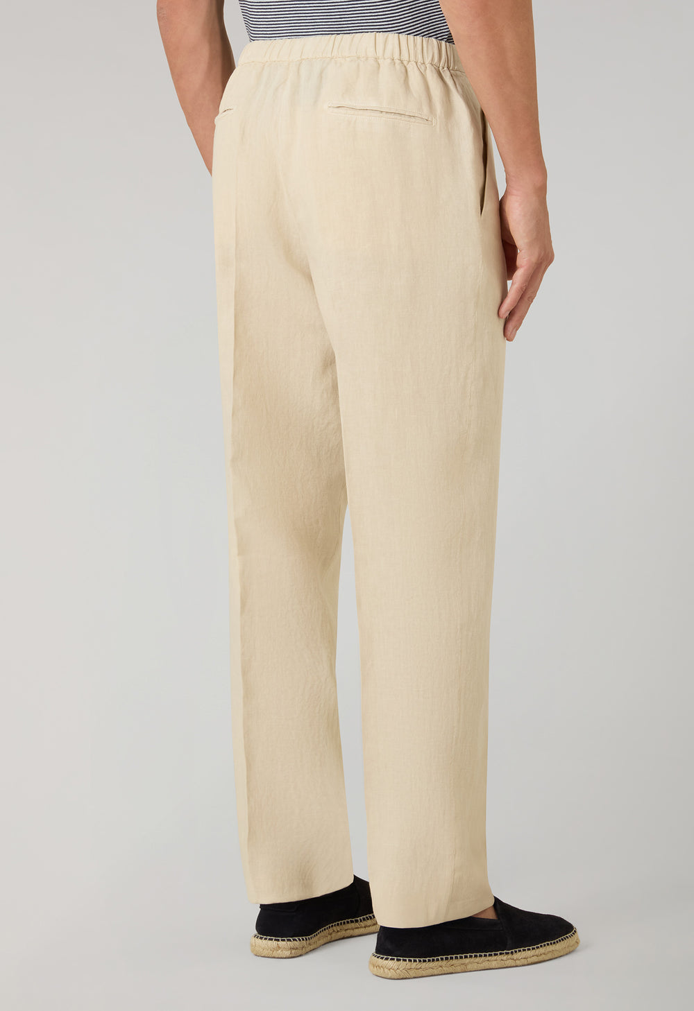 Beige stückgefärbte Leinen-Jogginghose