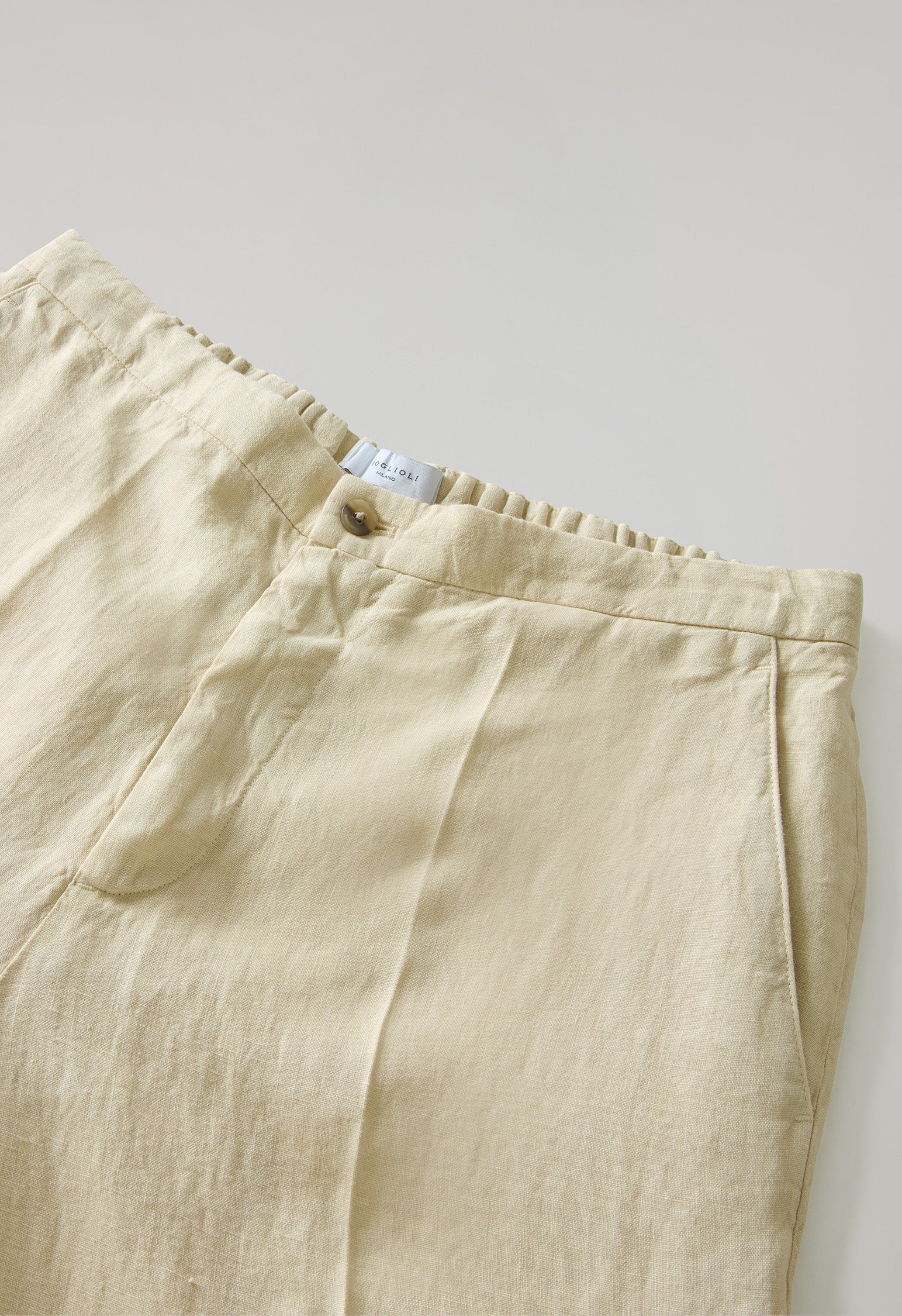 Beige stückgefärbte Leinen-Jogginghose