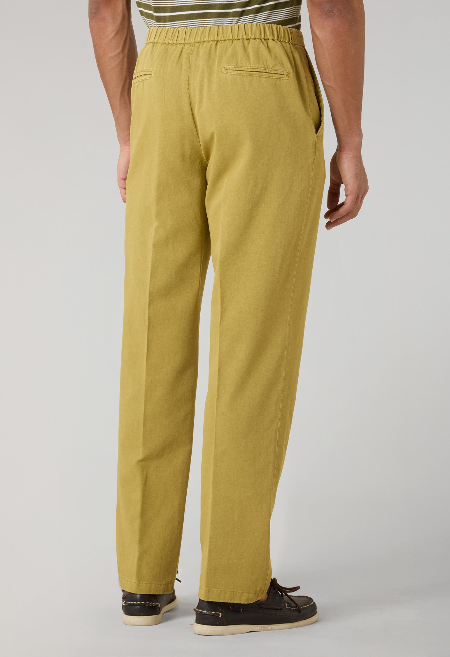 Light Khaki Garment Dyed Cotton Linen Gabardine Joggers