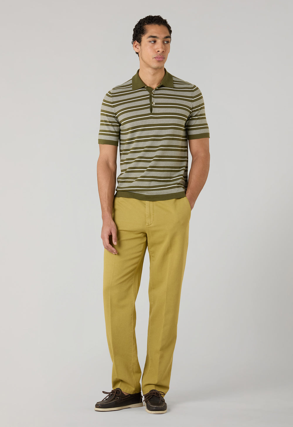 Light Khaki Garment Dyed Cotton Linen Gabardine Joggers