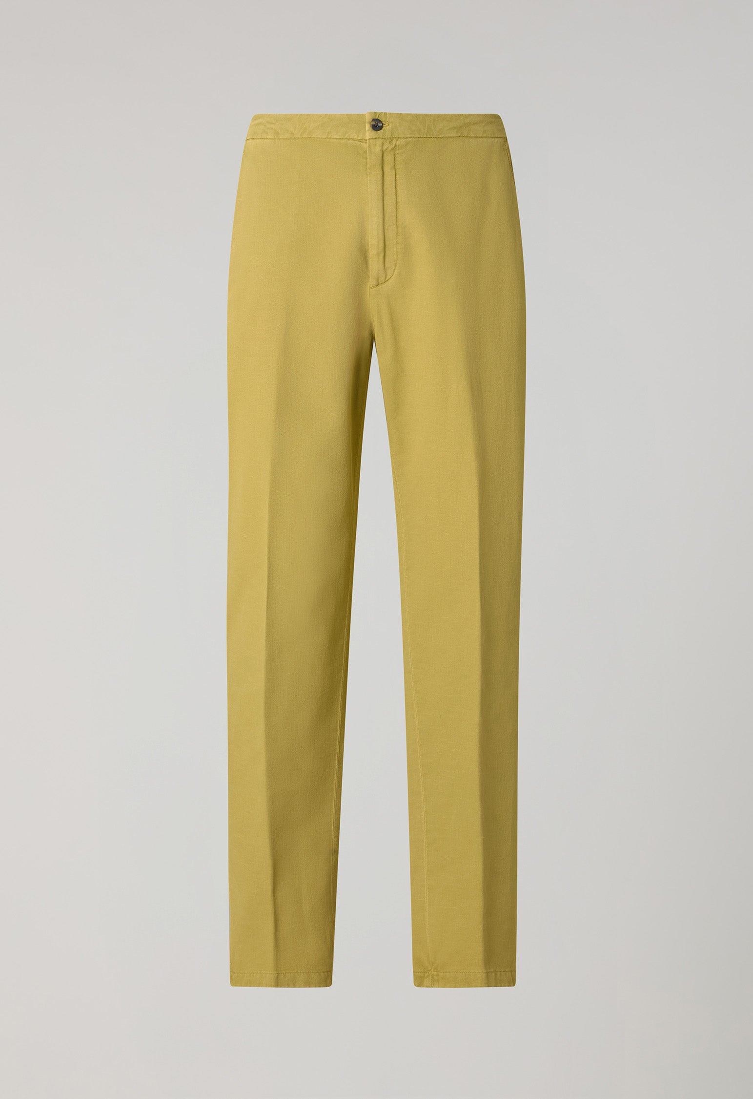 Light Khaki Garment Dyed Cotton Linen Gabardine Joggers
