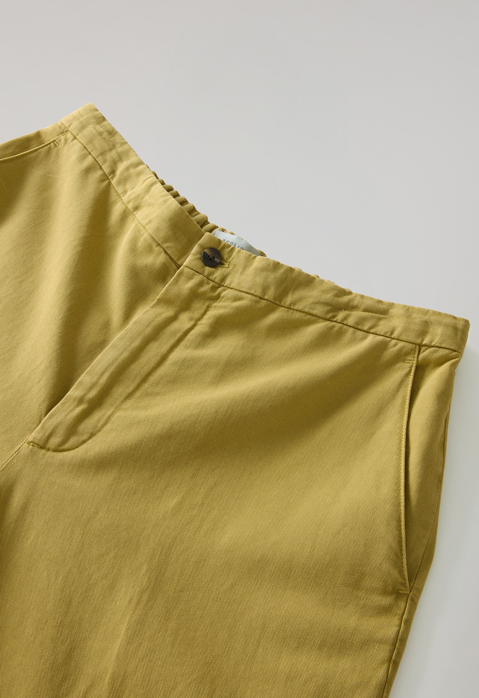 Light Khaki Garment Dyed Cotton Linen Gabardine Joggers