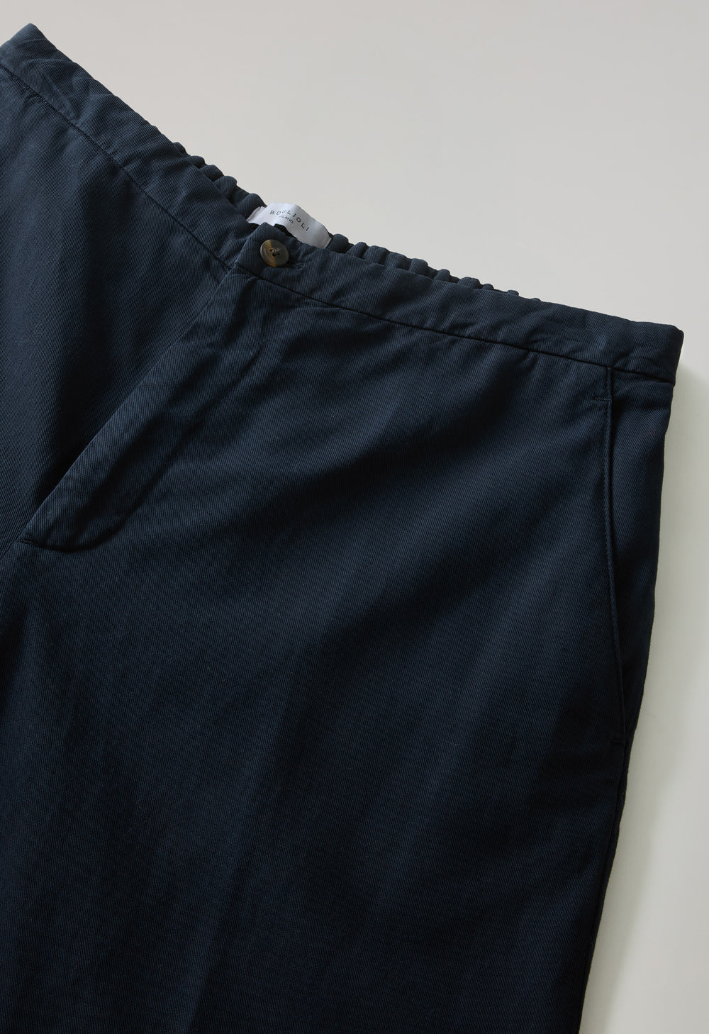 Blue Garment Dyed Cotton Linen Gabardine Joggers