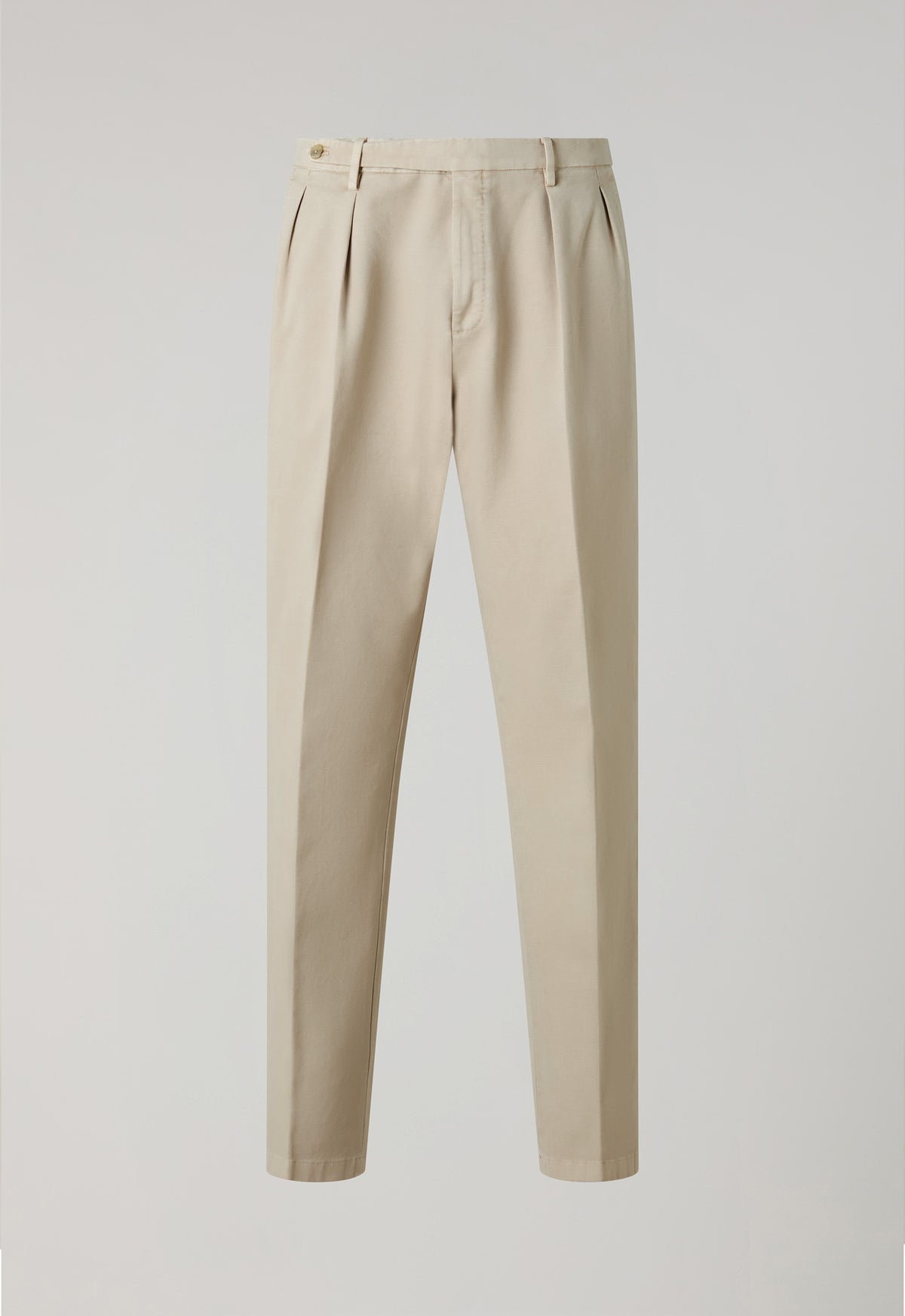 Pantalone Roma in cotone soft tinto in capo beige chiaro