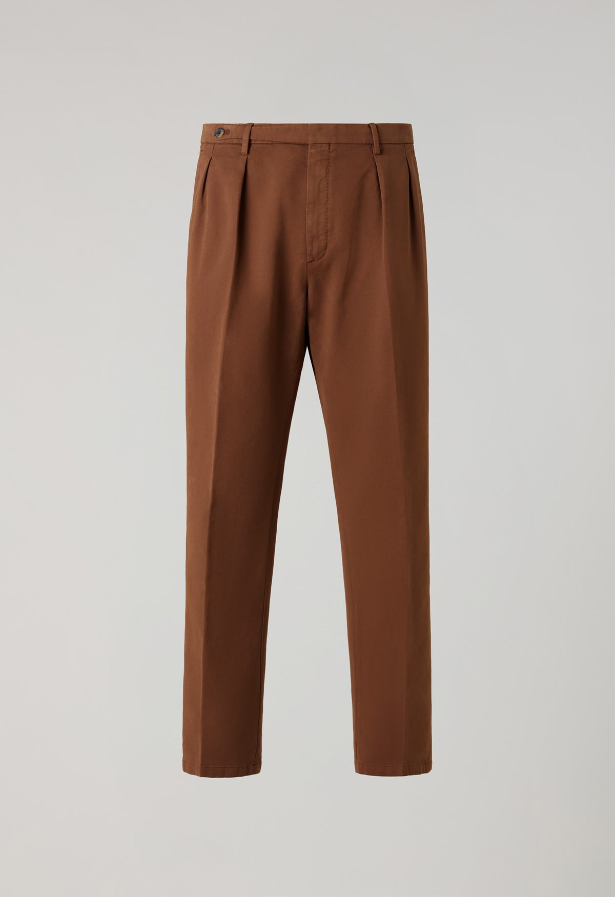Pantalone Roma in cotone soft tinto in capo marrone