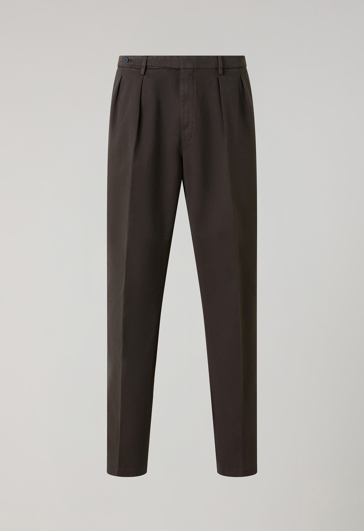 Pantalone Roma in cotone soft tinto in capo marrone scuro