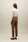 Brown Vegan Leather pleated Trousers