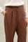Brown Vegan Leather pleated Trousers