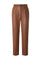 Brown Vegan Leather pleated Trousers