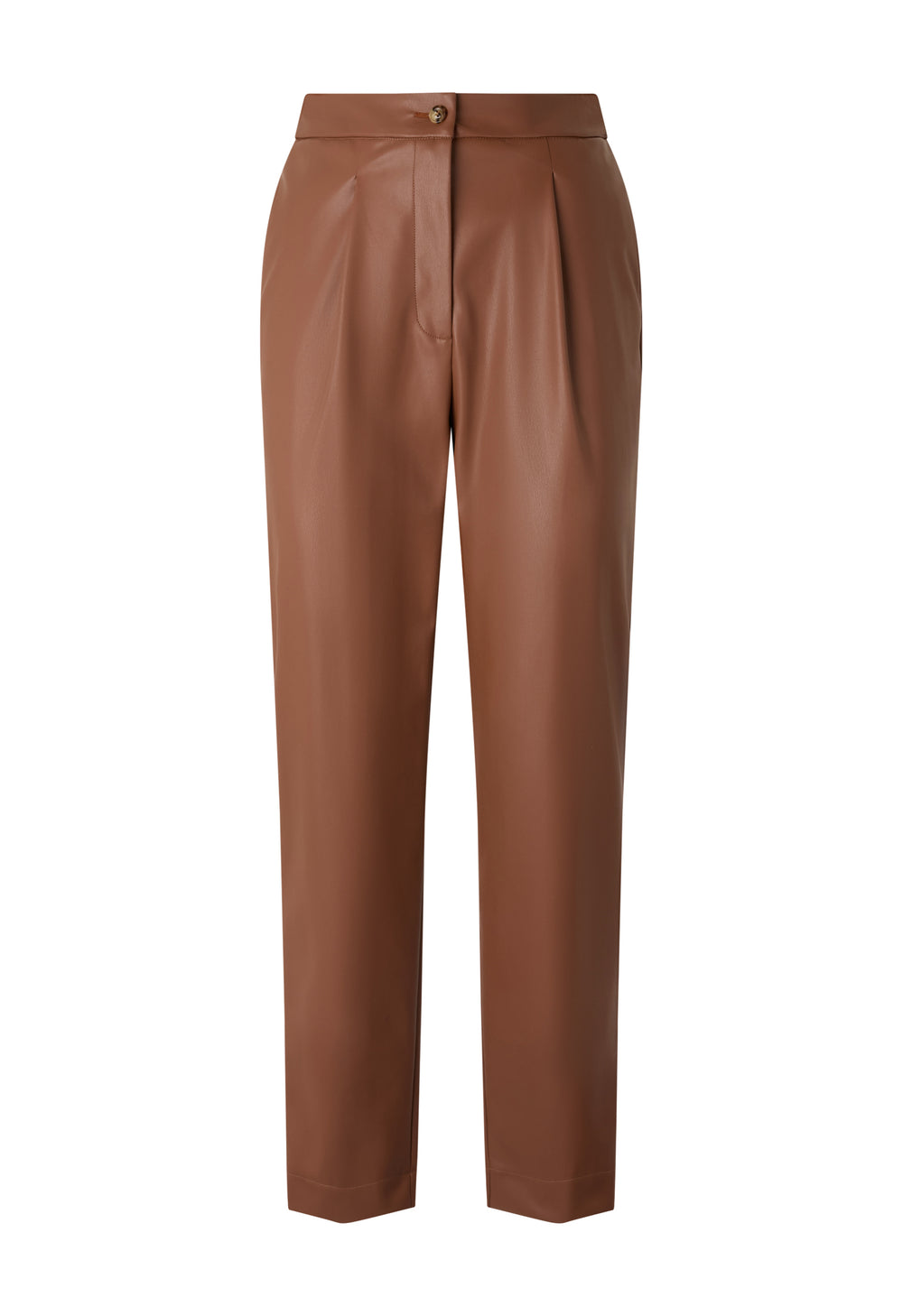 Brown Vegan Leather pleated Trousers