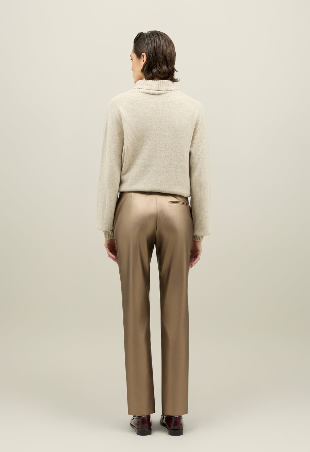 Gold Vegan Leather Chinos