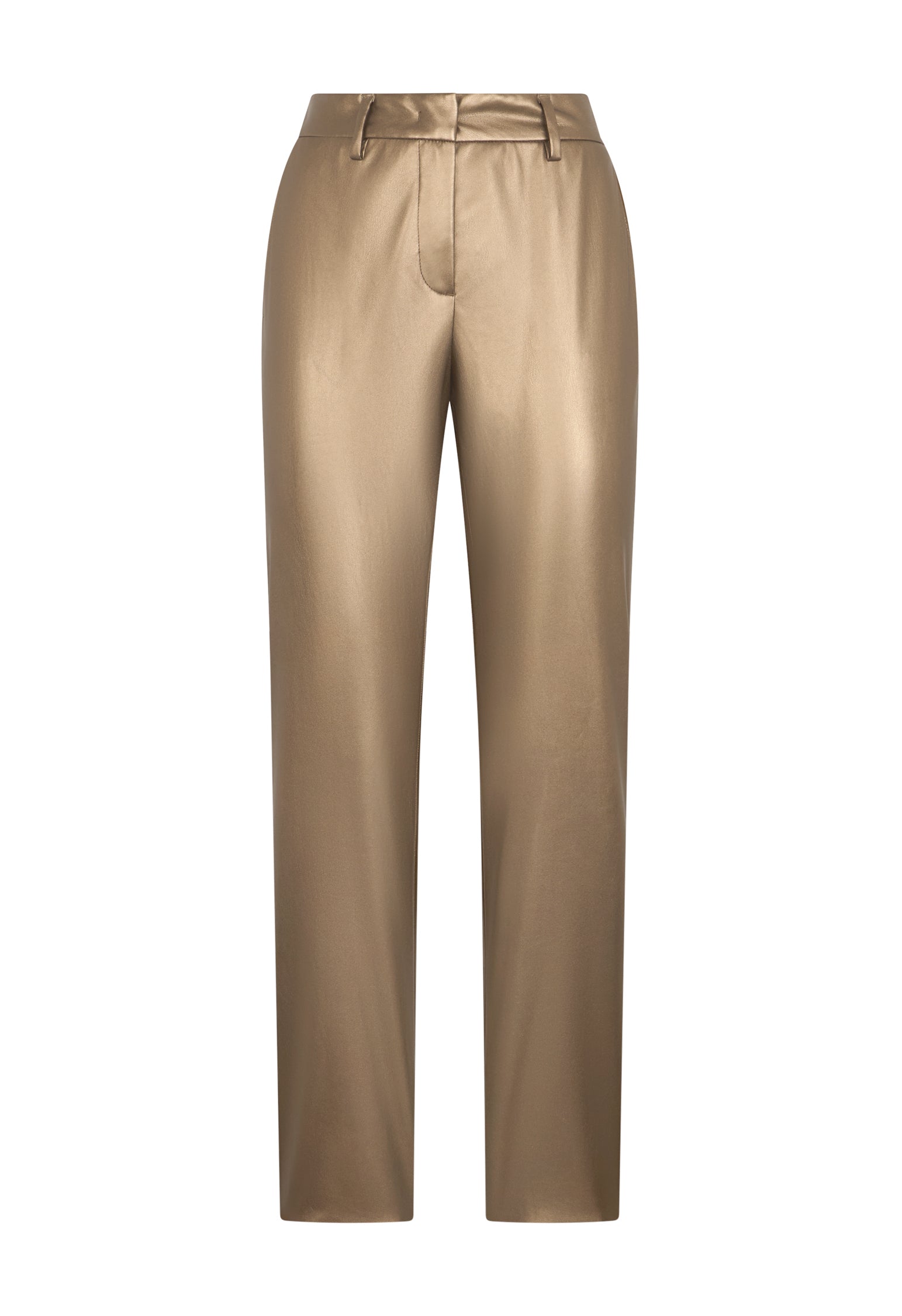 Gold Vegan Leather Chinos