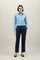 Blaue Straight-Hose aus Woll-Twill