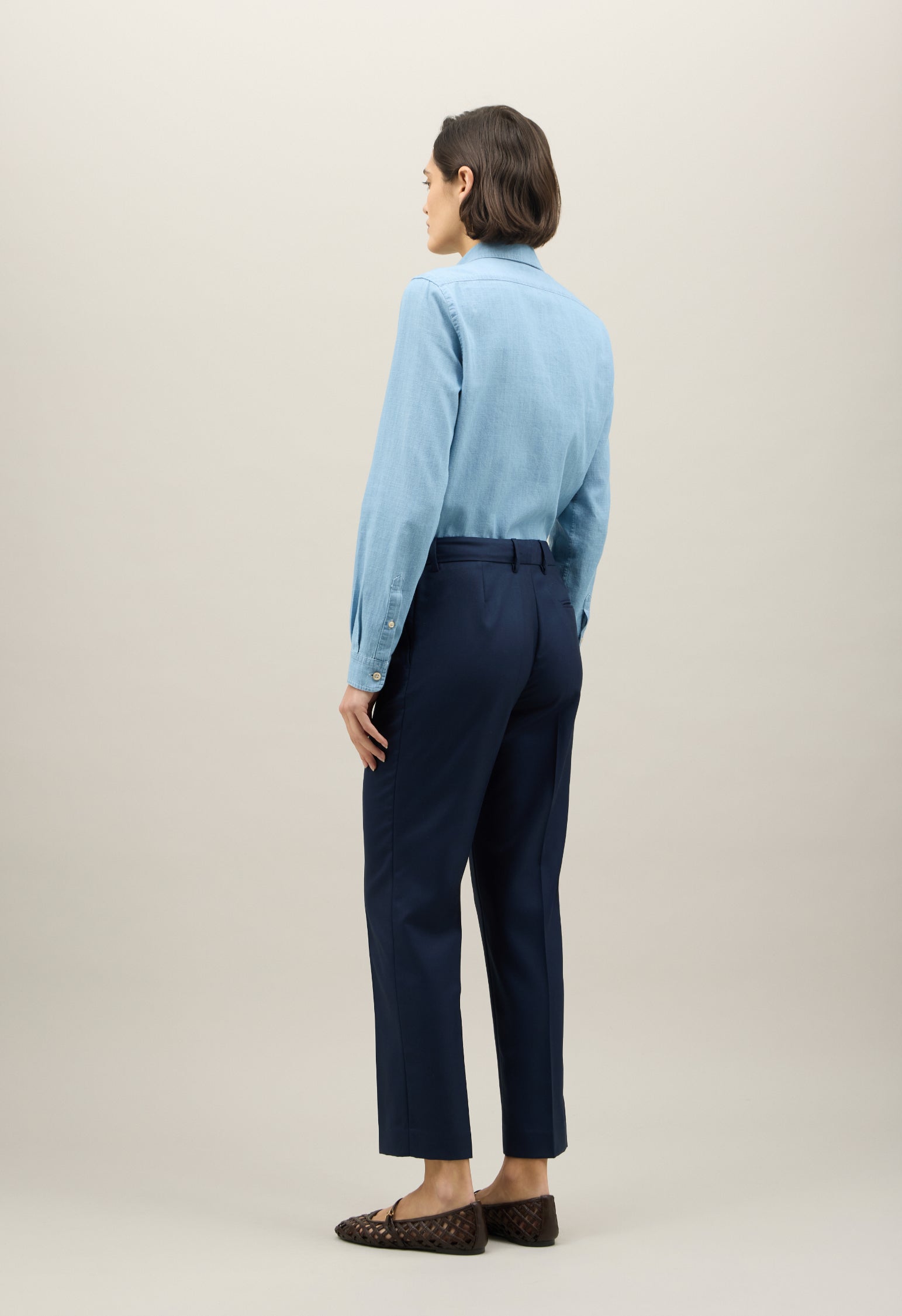 Blu Wool twill straight Trousers