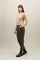 Green Vegan Leather 5-pockets Trousers