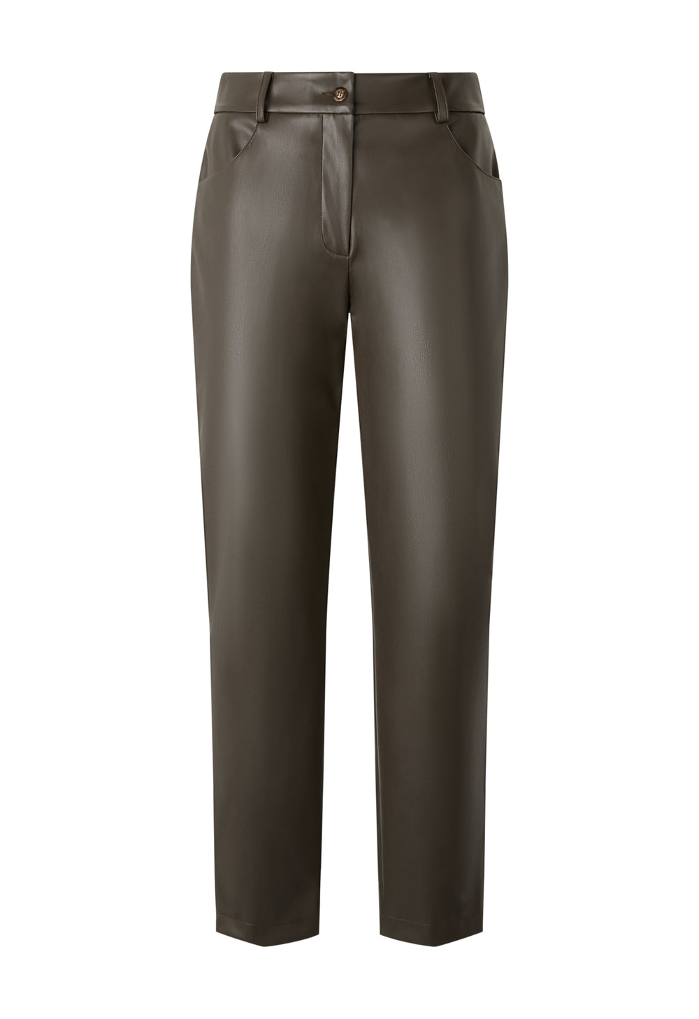 Green Vegan Leather 5-pockets Trousers