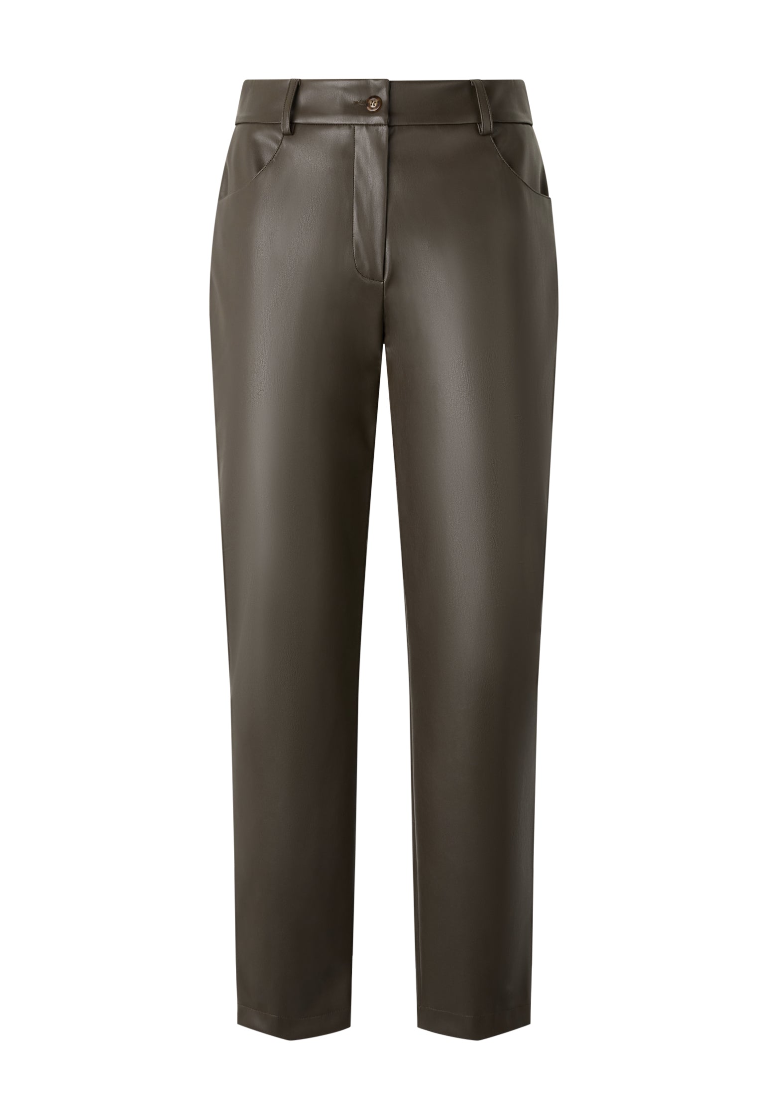 Green Vegan Leather 5-pockets Trousers