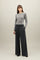 Grey Prince of Wales flannel wide-leg Trousers