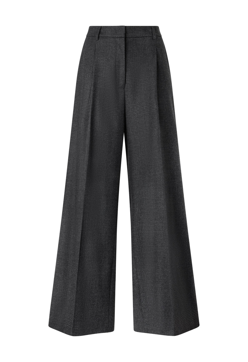 Grey Prince of Wales flannel wide-leg Trousers