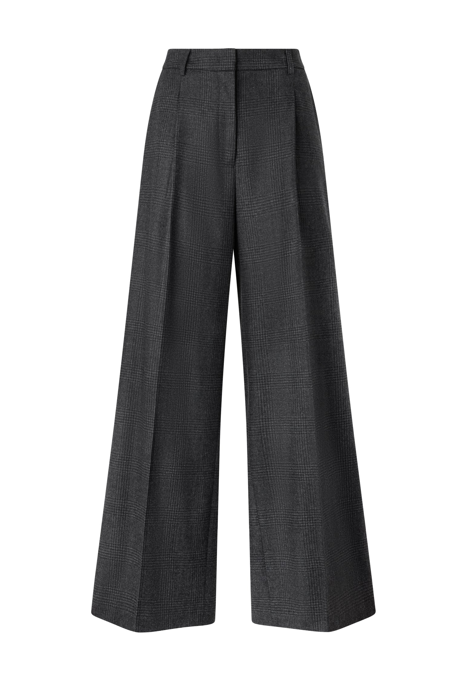 Grey Prince of Wales flannel wide-leg Trousers