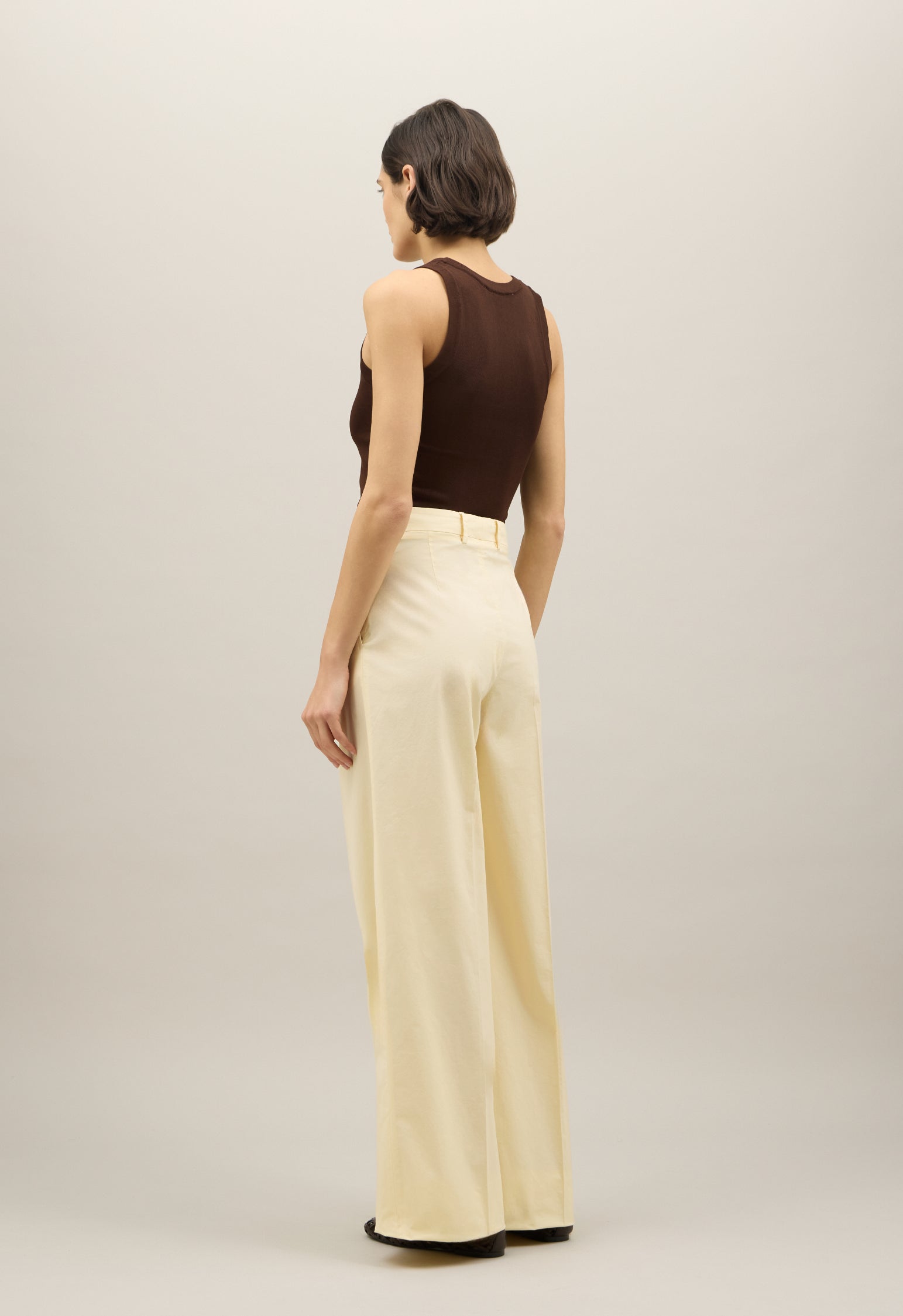 Yellow Light Popeline Palazzo Trousers