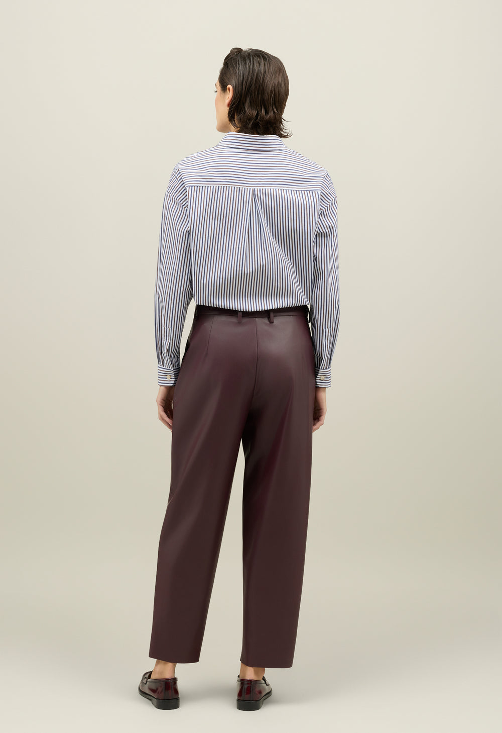 Bordeaux Vegan Leather cropped trousers