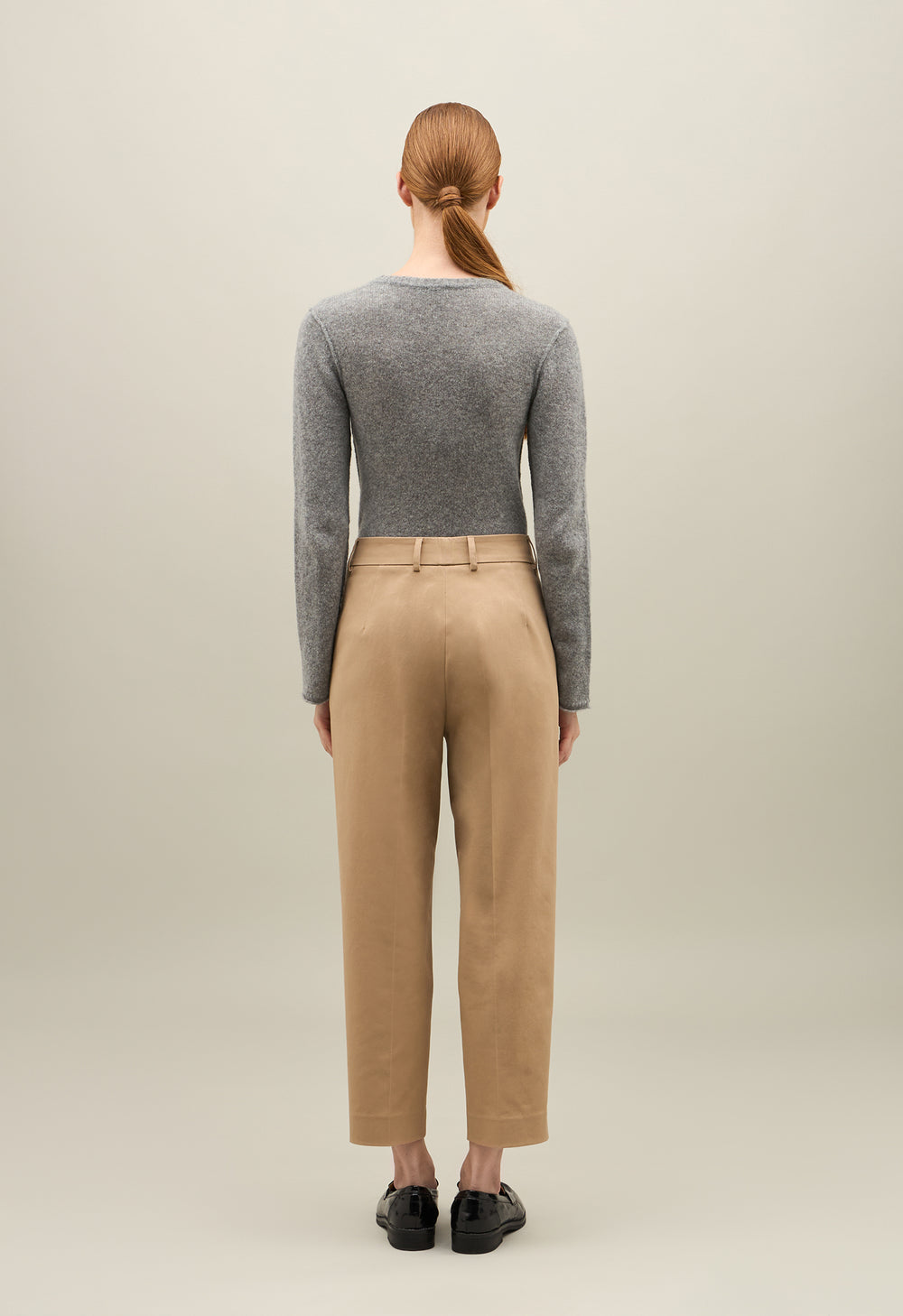 Beige Soft Cotton cropped Trousers
