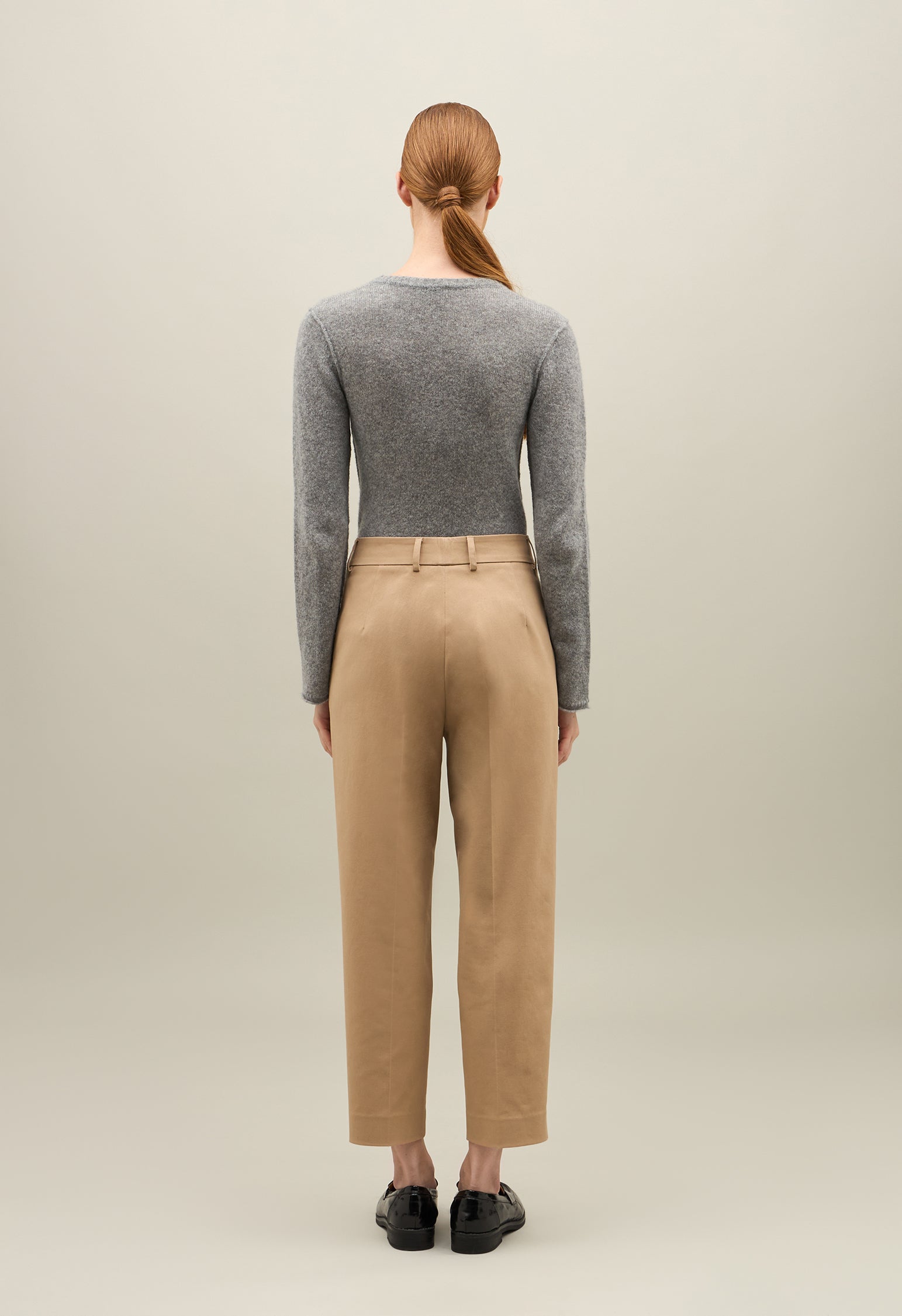 Beige Soft Cotton cropped Trousers