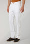 White Garment Dyed Cotton Silk 5-Pocket Trousers