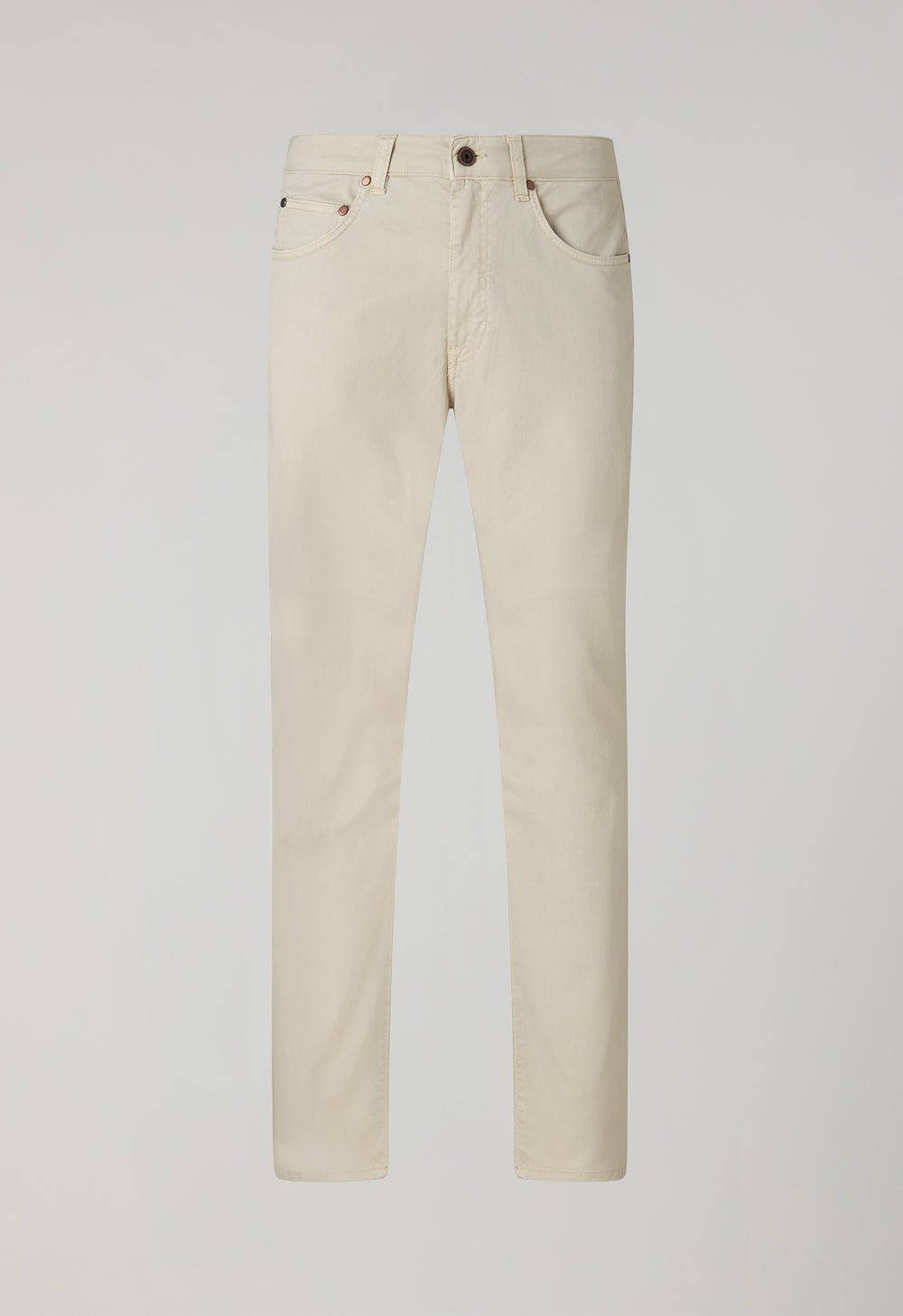 Pantalone 5 tasche in cotone e seta tinto in capo beige