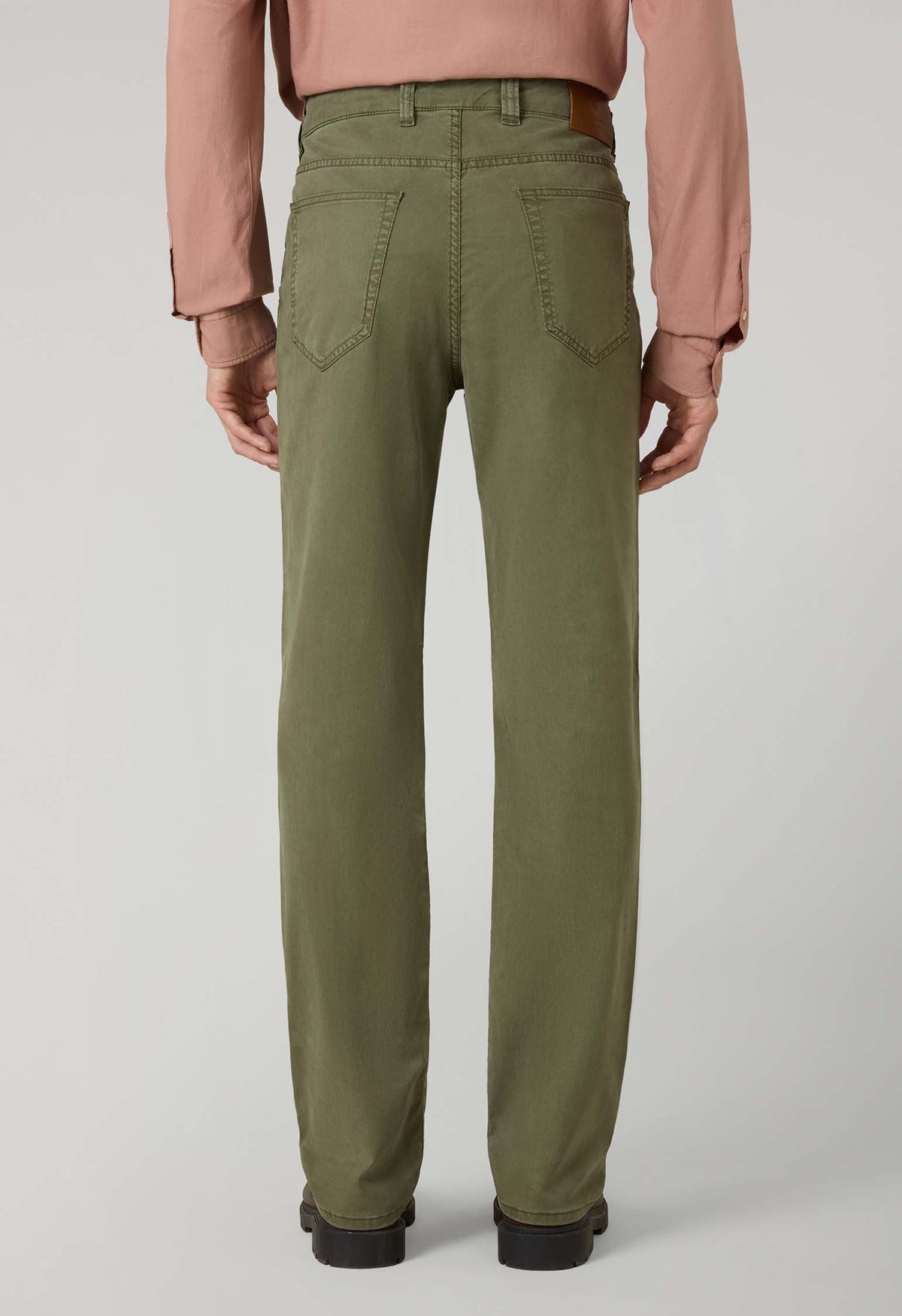 Pantalone a 5 tasche in cotone e seta tinti in capo verdi