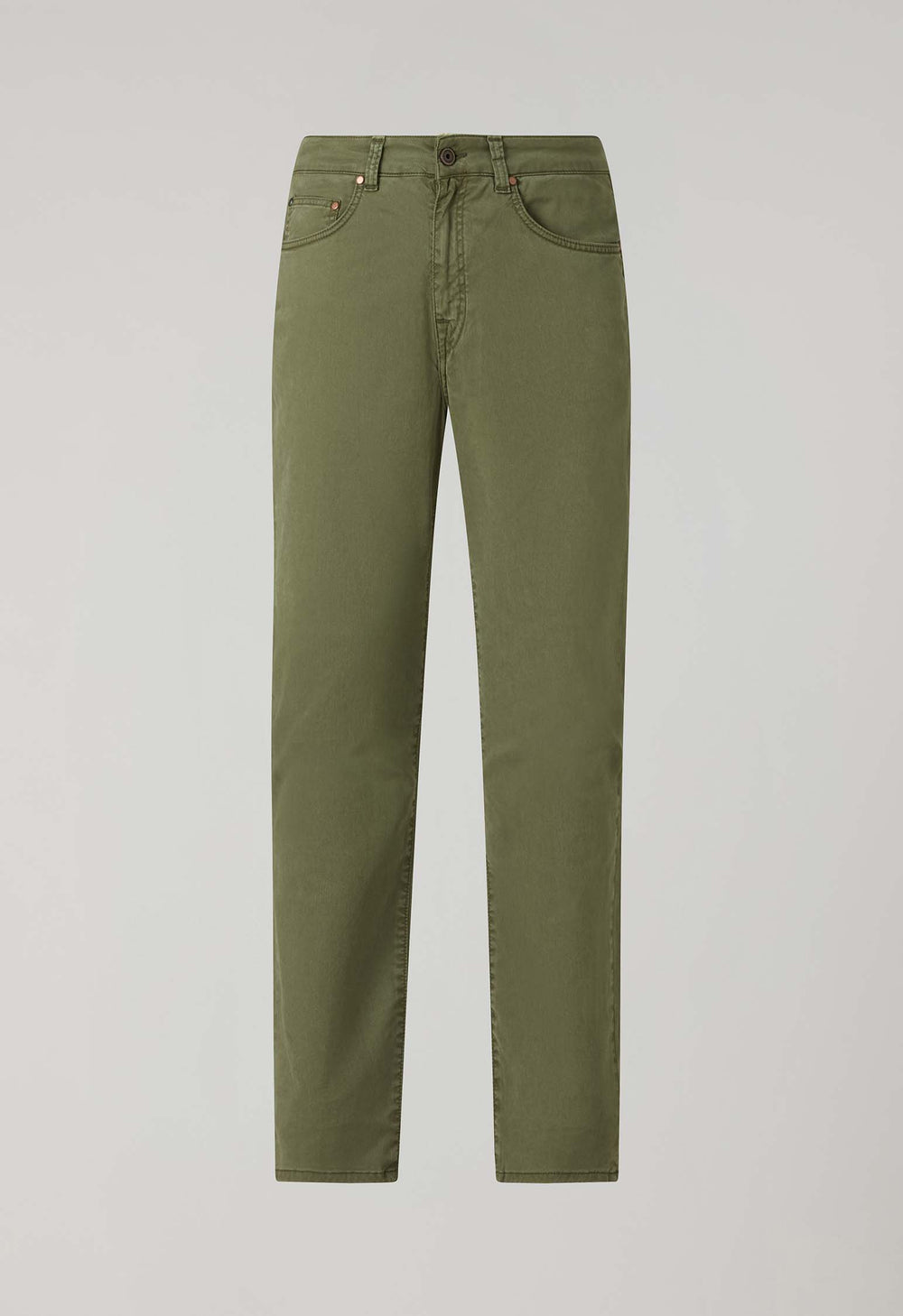 Pantalone a 5 tasche in cotone e seta tinti in capo verdi
